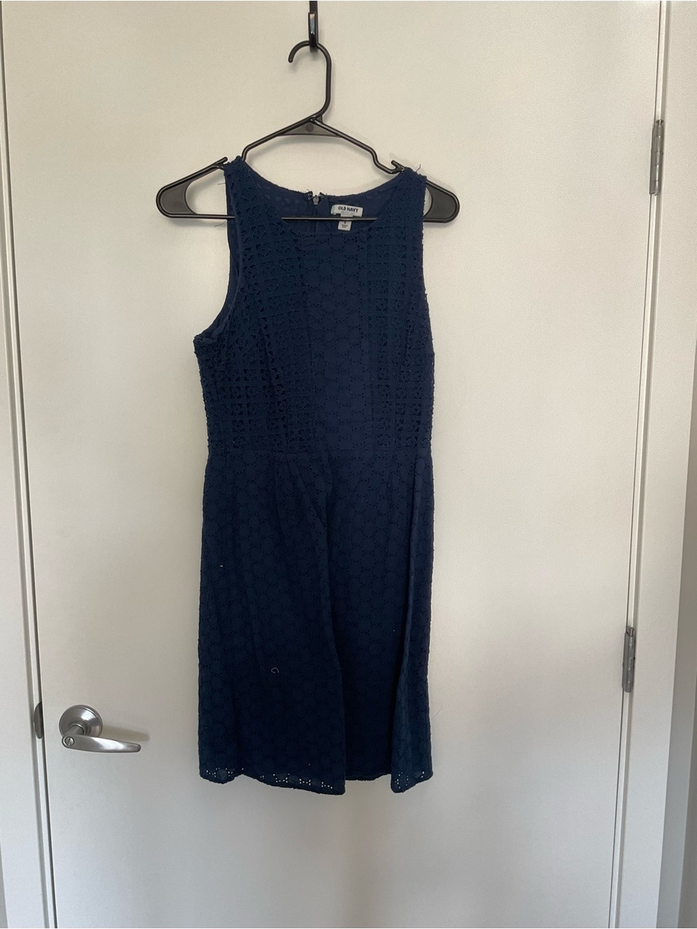 Old Navy Navy Sleeveless Eyelet A-Line Dress